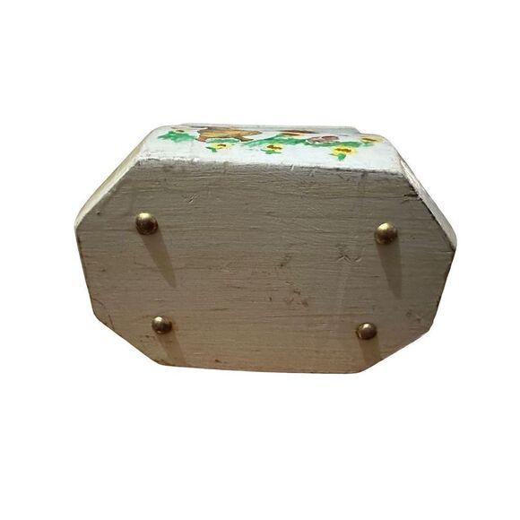 Vintage Hand painted Wood Rectangular Decoupage Handbag Purse Children Floral - Picture 11 of 16